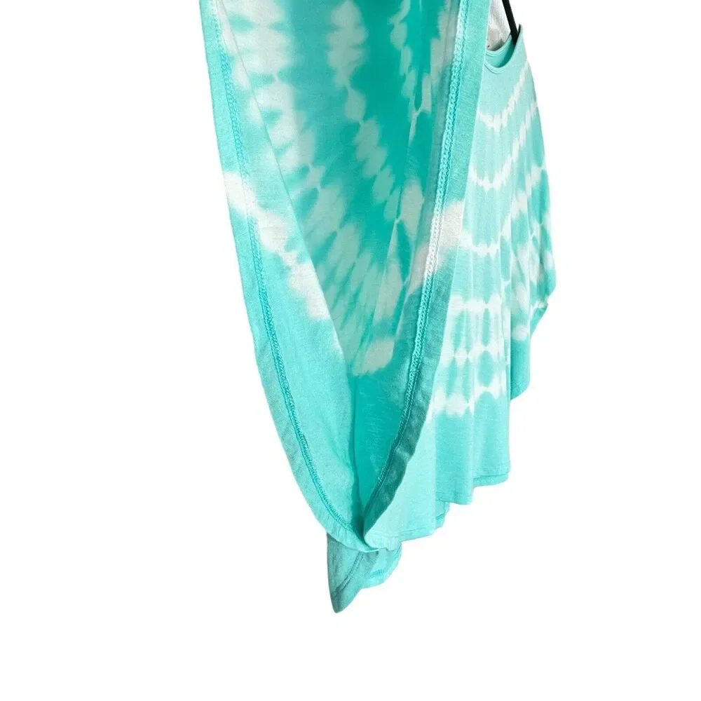 Justice JRS 14/16 Top Tie-Dye Boat Neck Batwing Sleeves Stretch Aqua Blue